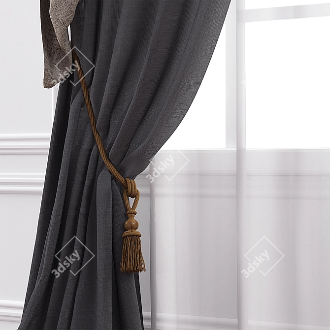 Classic Style Curtain Ensemble 3D model image 2