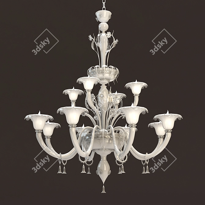 Venetian Elegance: Murano Chandelier 3D model image 1