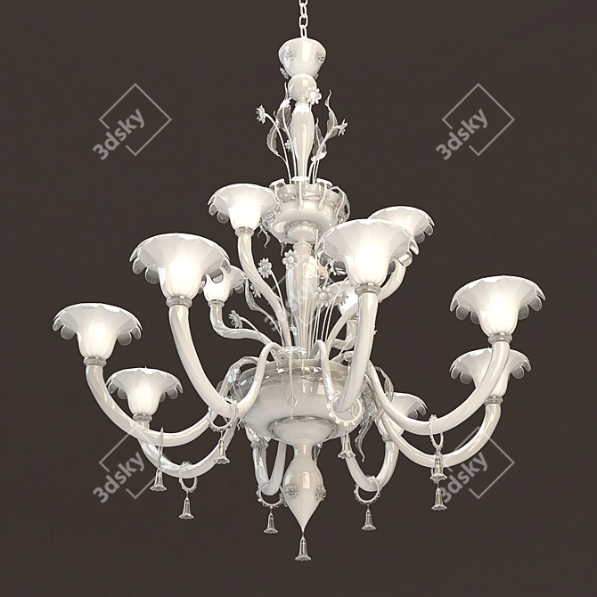 Venetian Elegance: Murano Chandelier 3D model image 2