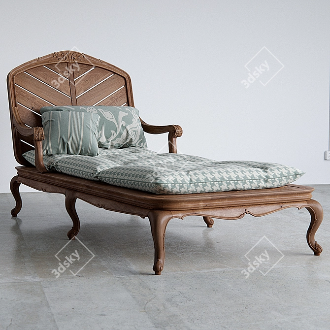 Elegant Artisan Outdoor Chaise 3D model image 1