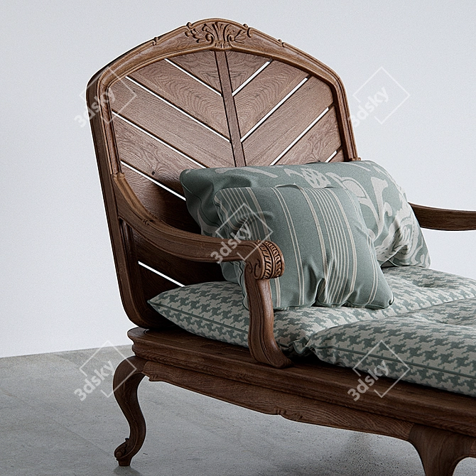 Elegant Artisan Outdoor Chaise 3D model image 2