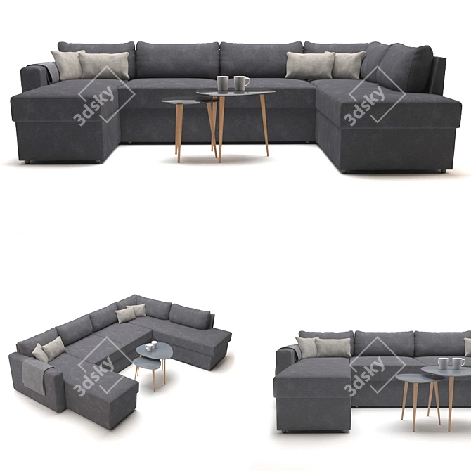 Modern Mariager Sofa: Spacious & Stylish 3D model image 1