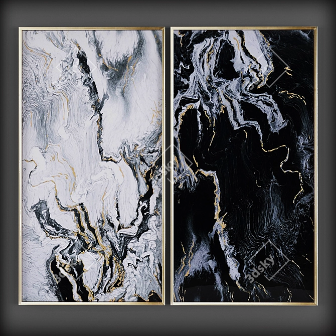 Elegant Marbled Wall Art Prints 3D model image 1