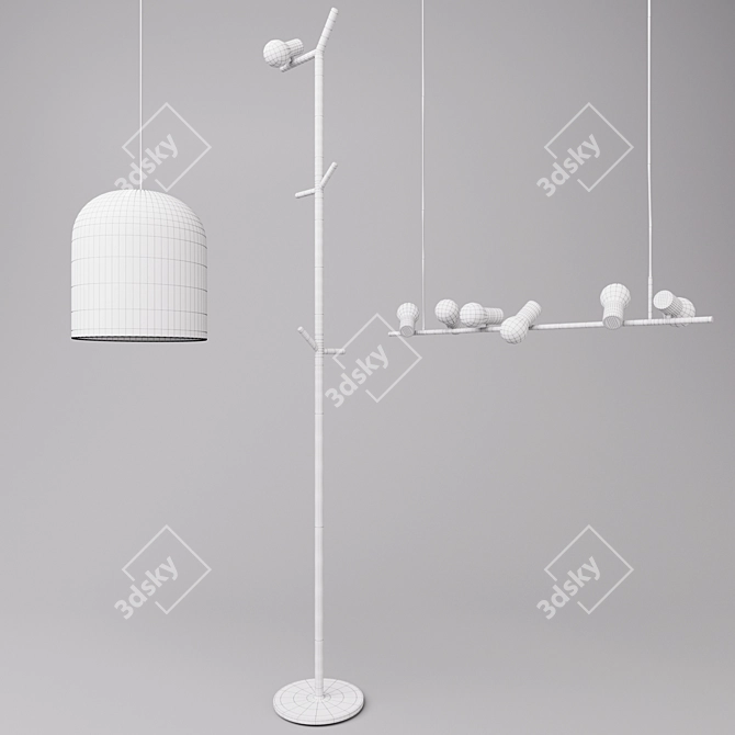 Elegant Avian Glow: Zhili Liu Bird Lamps 3D model image 3