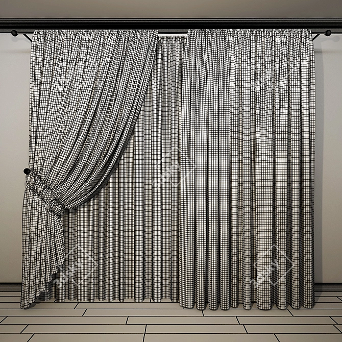 Shadow Double Curtain with Sheer 3D model image 2