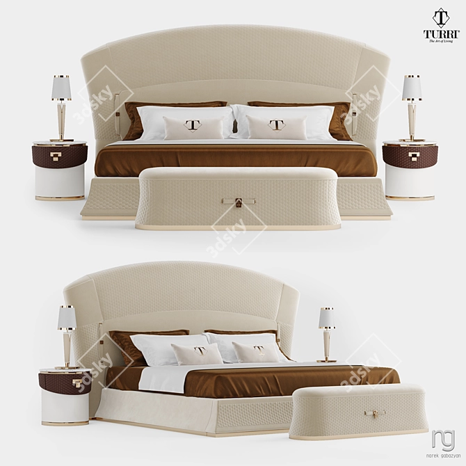 Luxury Italian Turri Vogue Bedroom Set 3D model image 1