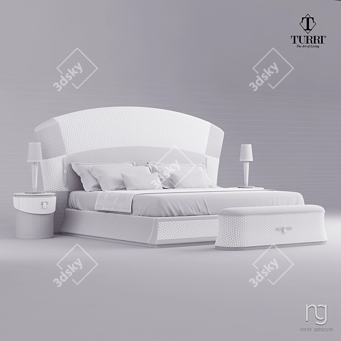 Luxury Italian Turri Vogue Bedroom Set 3D model image 3