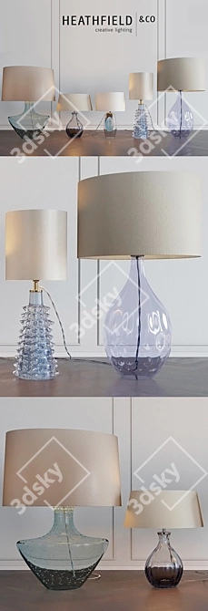 Elegant Blue Lamp Set - Heathfield & Co 3D model image 2