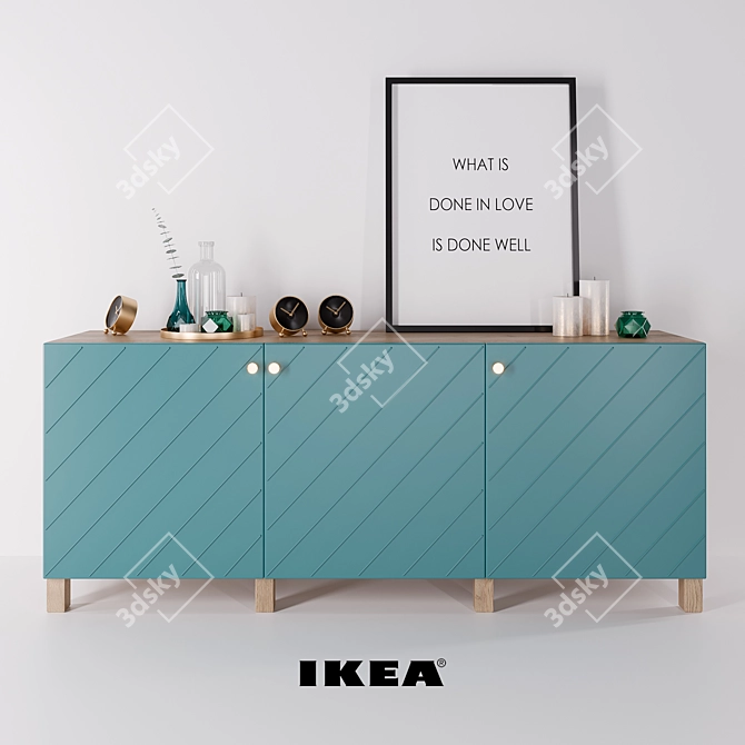 IKEA BESTÅ Hallstavik Storage Unit + Decor Set 3D model image 1