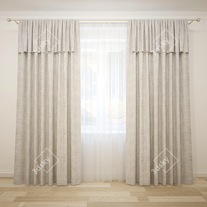 Straight Shadow Curtains 3D model image 1