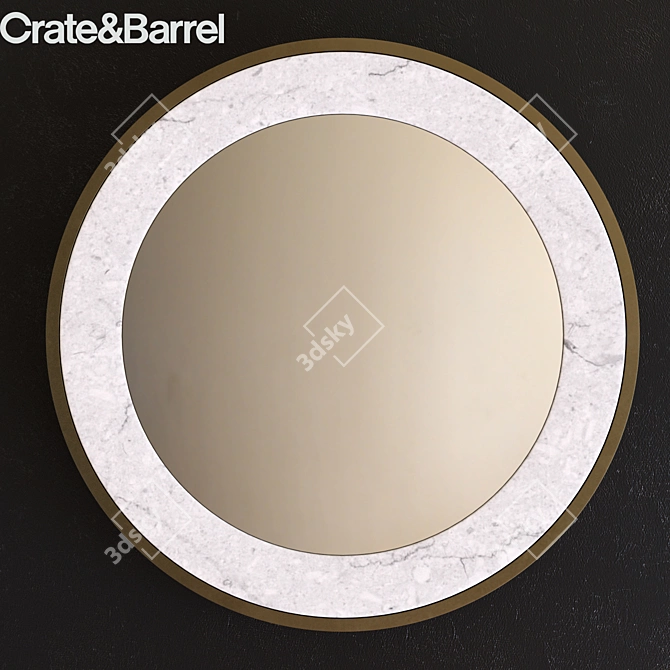Elegant White Marble Round Mirror 3D model image 1