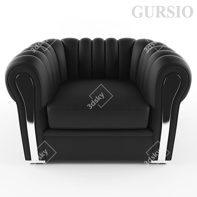 Modern Black Leather Chair 3D model image 1