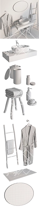 Modern 3D Bathroom Model 3D model image 3