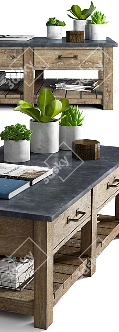 Reclaimed Wood Coffee Table: Parker Collection 3D model image 2