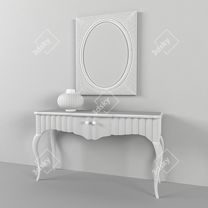 Elegant Art Deco Console & Mirror Set 3D model image 2