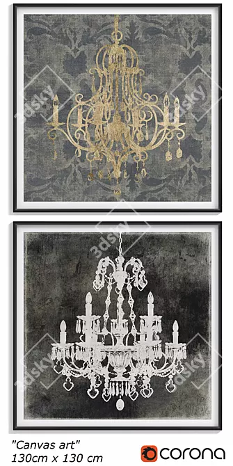 Kartina_31 2014: White Gold Diamonds Square Canvas Art 3D model image 2