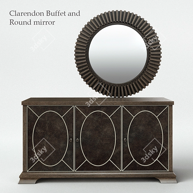 Bernhardt Clarendon Buffet with Round Mirror 3D model image 1