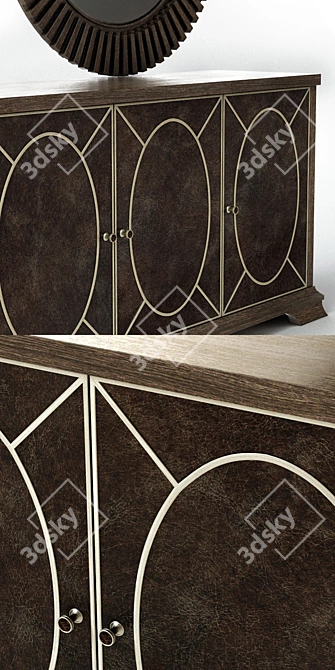 Bernhardt Clarendon Buffet with Round Mirror 3D model image 2