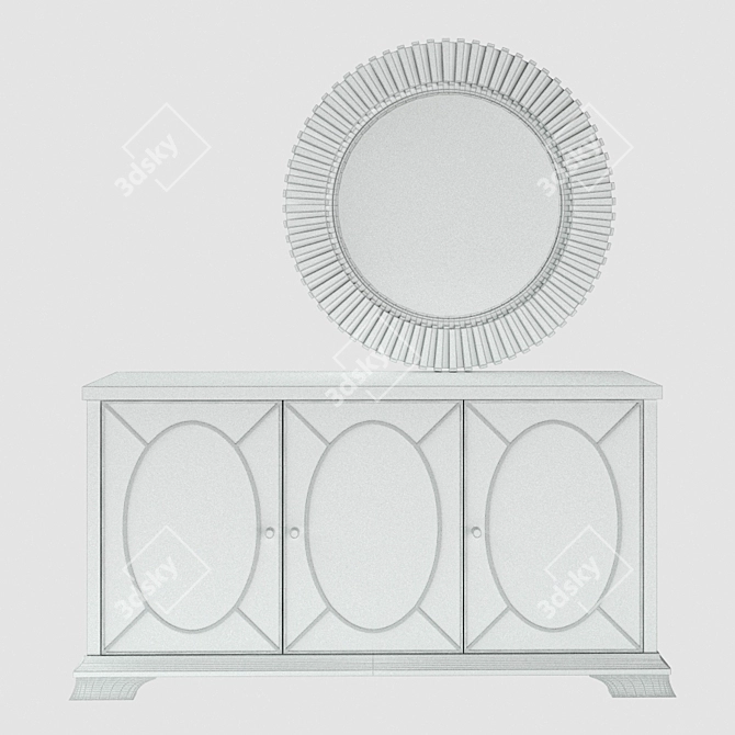 Bernhardt Clarendon Buffet with Round Mirror 3D model image 3