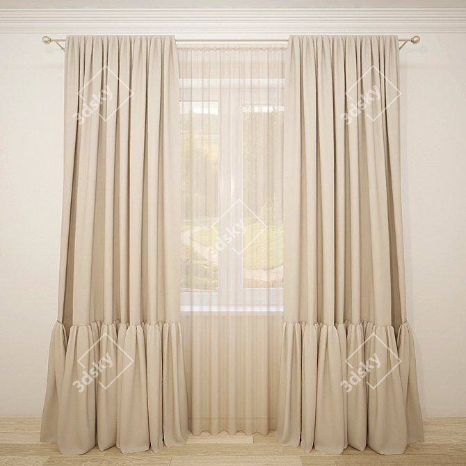 Elegant Shadow Curtains 3D model image 1