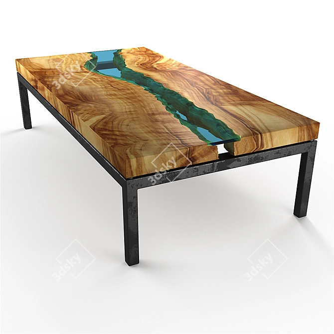 Rustic Canyon Wood Dining Table 3D model image 1