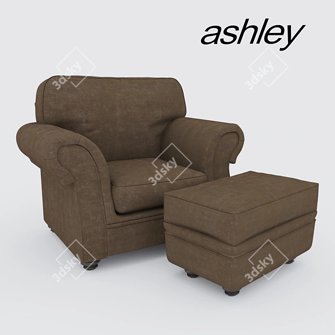 Ashley Armchair with Ottoman 3D model image 1