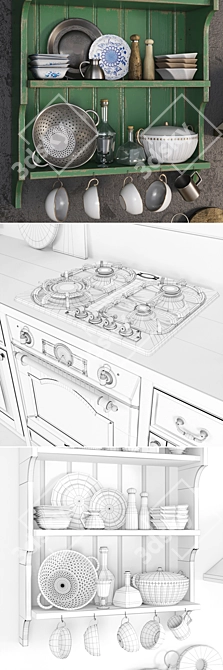 "Kaiser Kitchen Set: Oven, Hood, Cooktop, Microwave, Sink & Faucet 3D model image 3