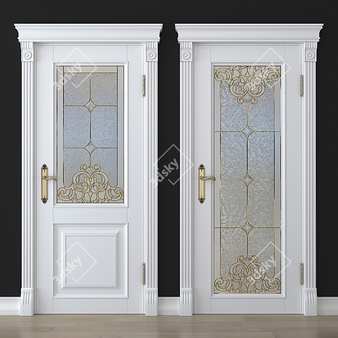 Elegant Stained Glass Door 3D model image 1