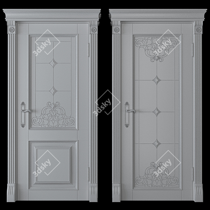 Elegant Stained Glass Door 3D model image 2