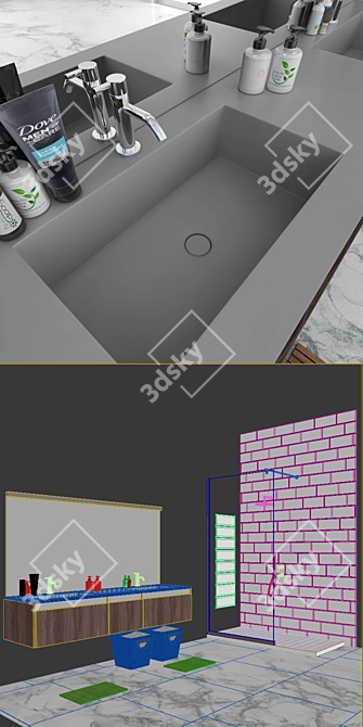 Luxury Bathroom Set: Stylish Design by REXA 3D model image 3