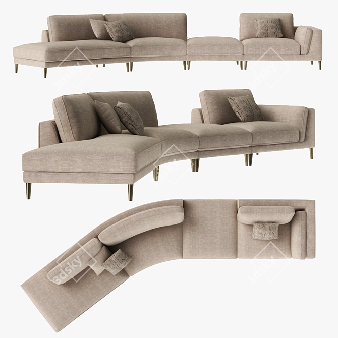 Ferdinand Velvet Sofa: Timeless Elegance in 3ds Max 3D model image 1