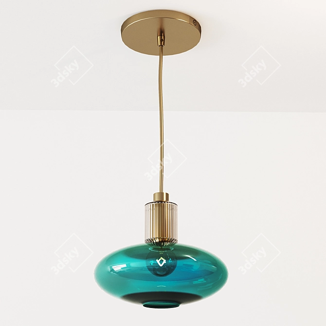 Turquoise Glass Pendant Light 3D model image 2