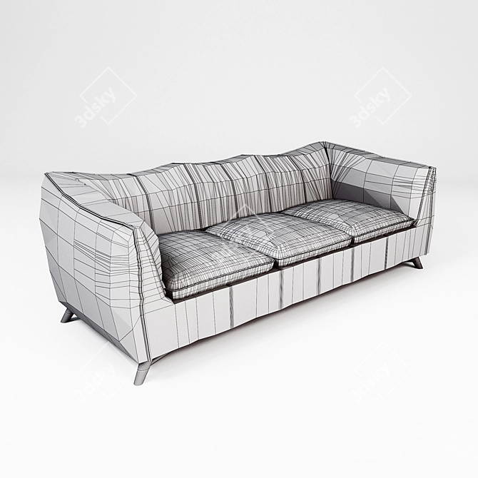 Luxurious Leather 3-Seater Sofa 3D model image 3