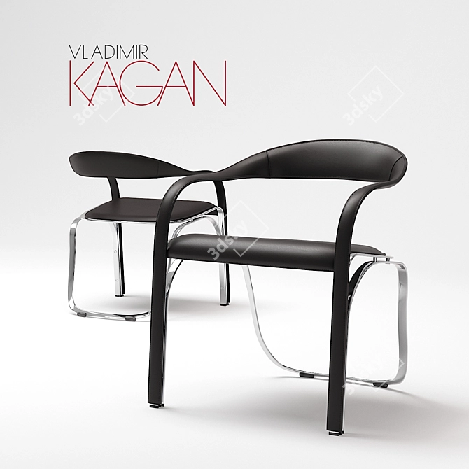 Fetuccini 165: Sleek Chrome & Leather Chair 3D model image 1