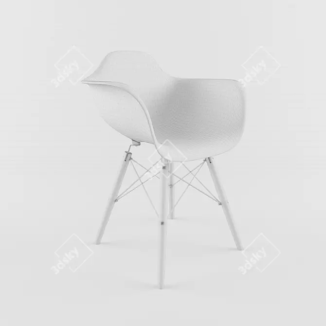 Elegant White Chair 3D model image 2
