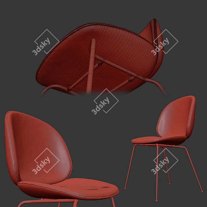 Gubi Beetle Velvet Dining Chair 3D model image 3