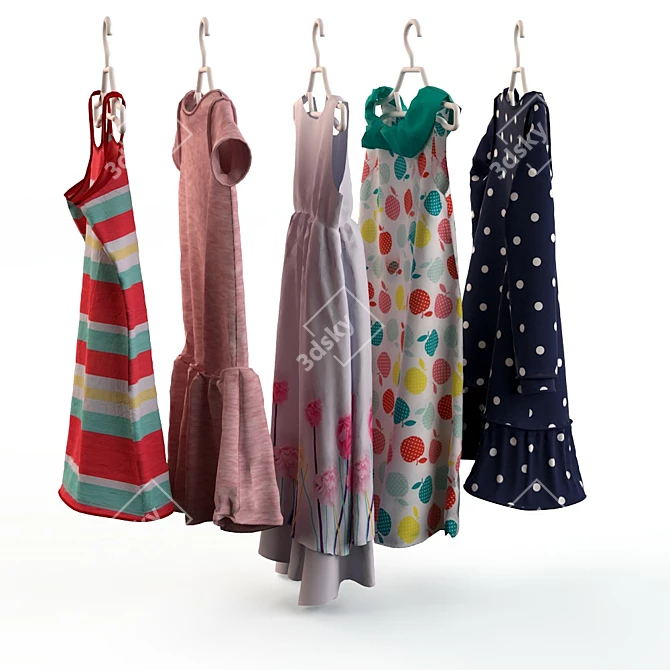 Shoulder Dresses for Girls 3D model image 3