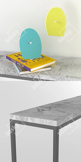 Elegant Metal and Marble Table Set 3D model image 2