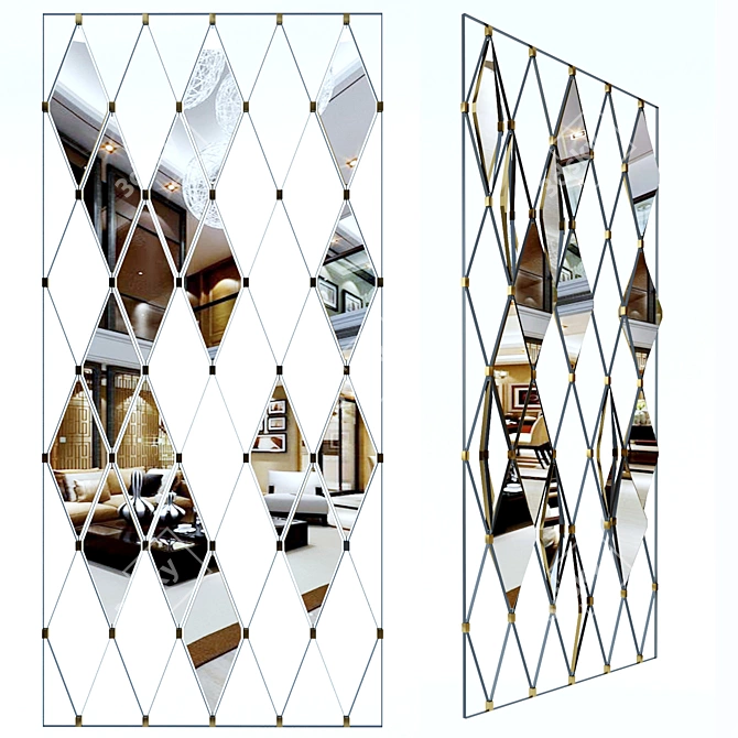 Mirrored Diamond Decorative Partition 3D model image 1