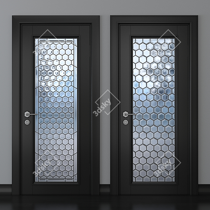 Elegant Stained Glass Door 3D model image 1