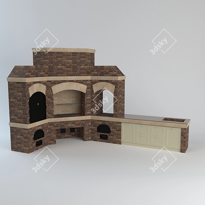 Stone Stove: Seamless Brick Texture 3D model image 1
