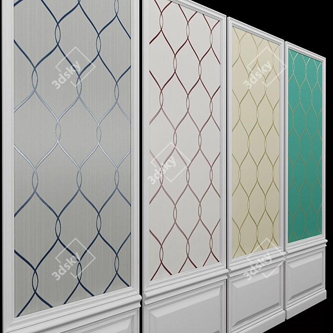 Seabrook Indigo-10: USA-Made Screen Printed Wallpaper 3D model image 2