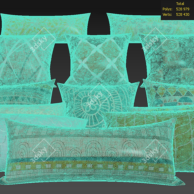 Chic Pillows Set: Stylish Home Decor 3D model image 3