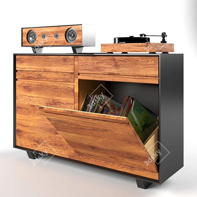 Vinyl-Inspired Chest of Drawers 3D model image 3