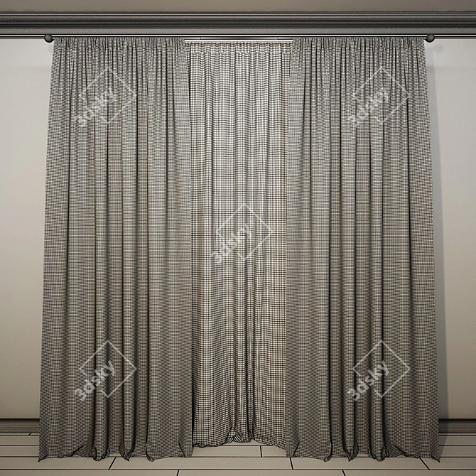 Kids' Straight Shadow Curtains 3D model image 2