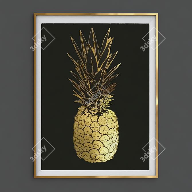 Golden Wildlife Trio: Deer, Goose, Pineapple 3D model image 2