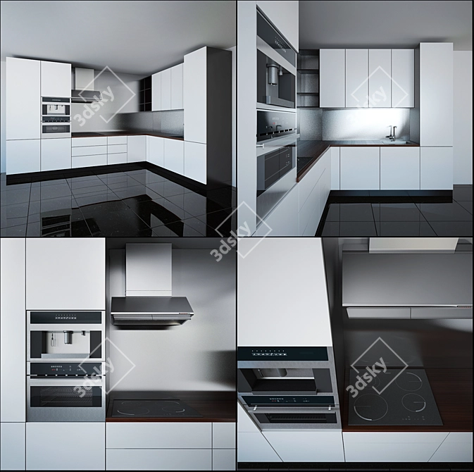 Elegant Kitchen Furniture Set 3D model image 2