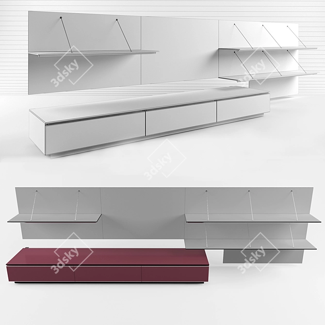 Italian Wall-Mounted TV Stand 3D model image 2