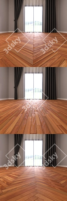 Elegant Cabreuva Parquet: Linear, Chevron, Herringbone 3D model image 3