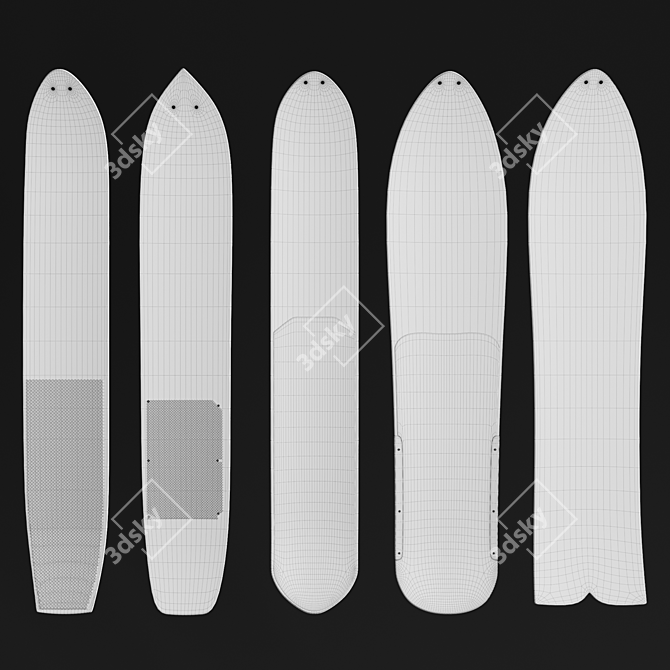 Classic Burton Snowboard Decor Set 3D model image 3